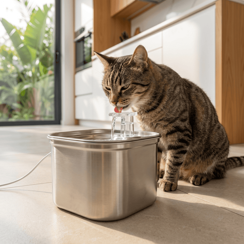 Stainless steel pet fountain for cats and dogs