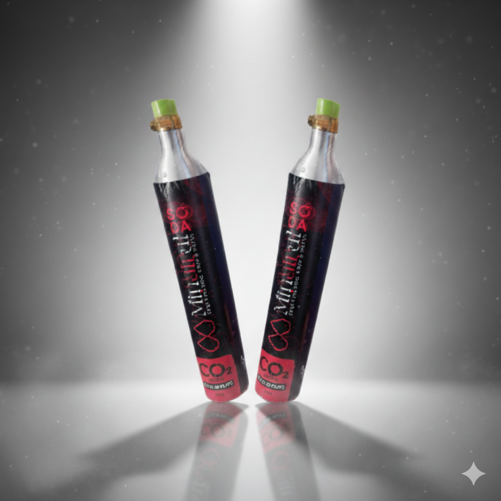 Side view of additional CO₂ cylinder used for water carbonation