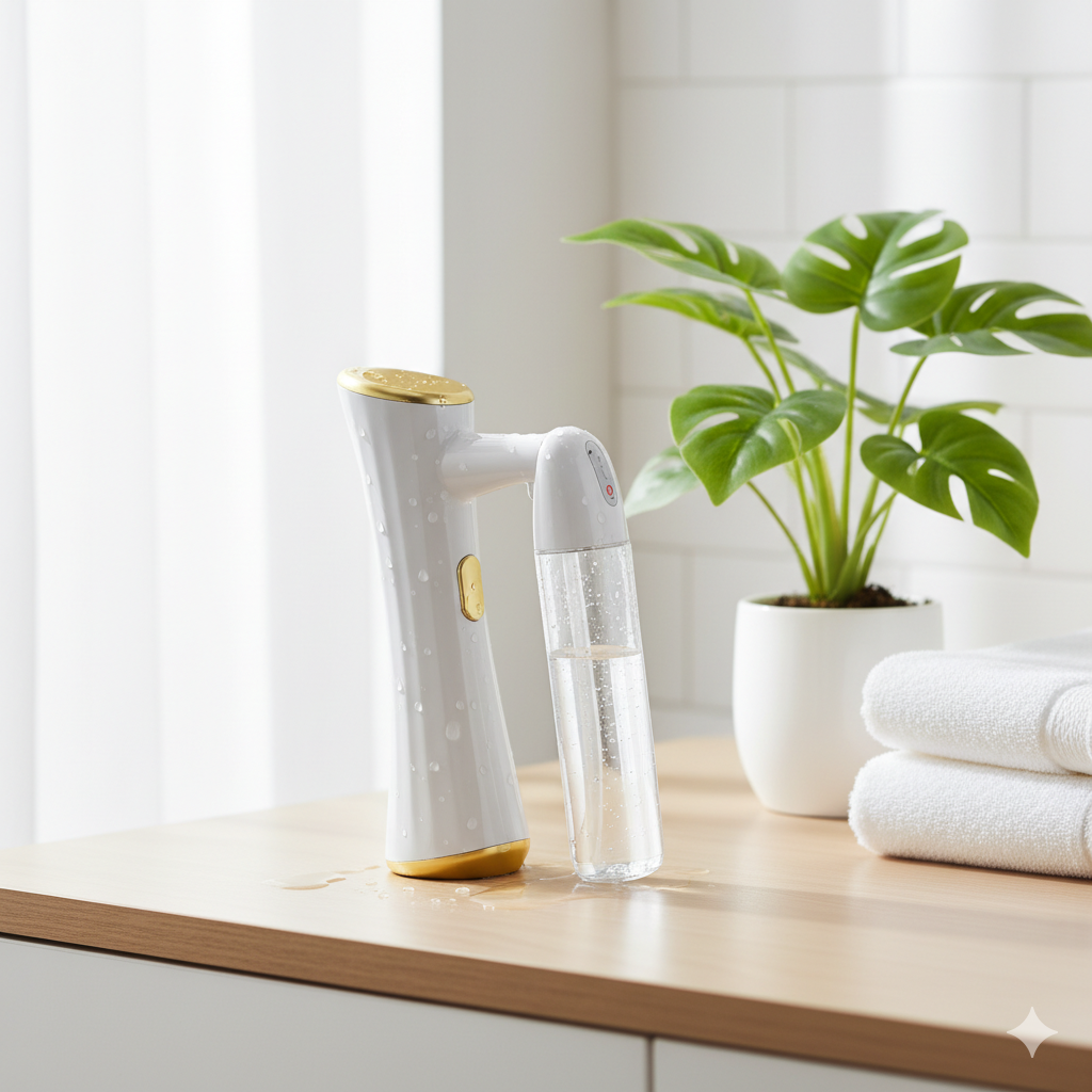 Person using facial spray for instant freshness and skin comfort