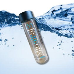 Close-up of glass bottle highlighting sustainable and premium material