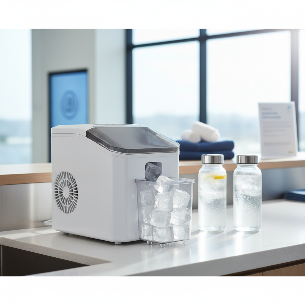 Ice cube maker operating in professional environment such as café or gym